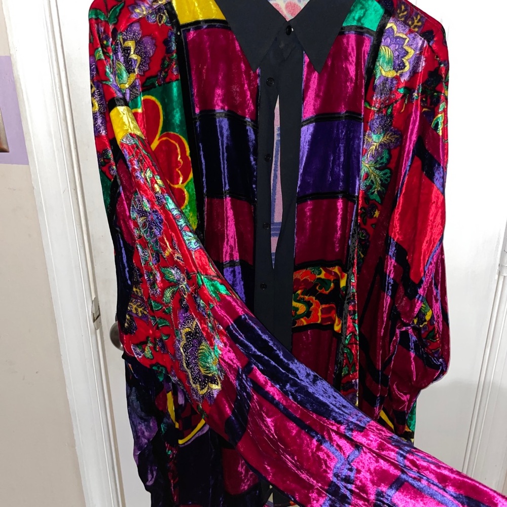 GIANNI VERSACE silk velvet shirt Stripes and Flowers size IT 52 from F/W 1993/94